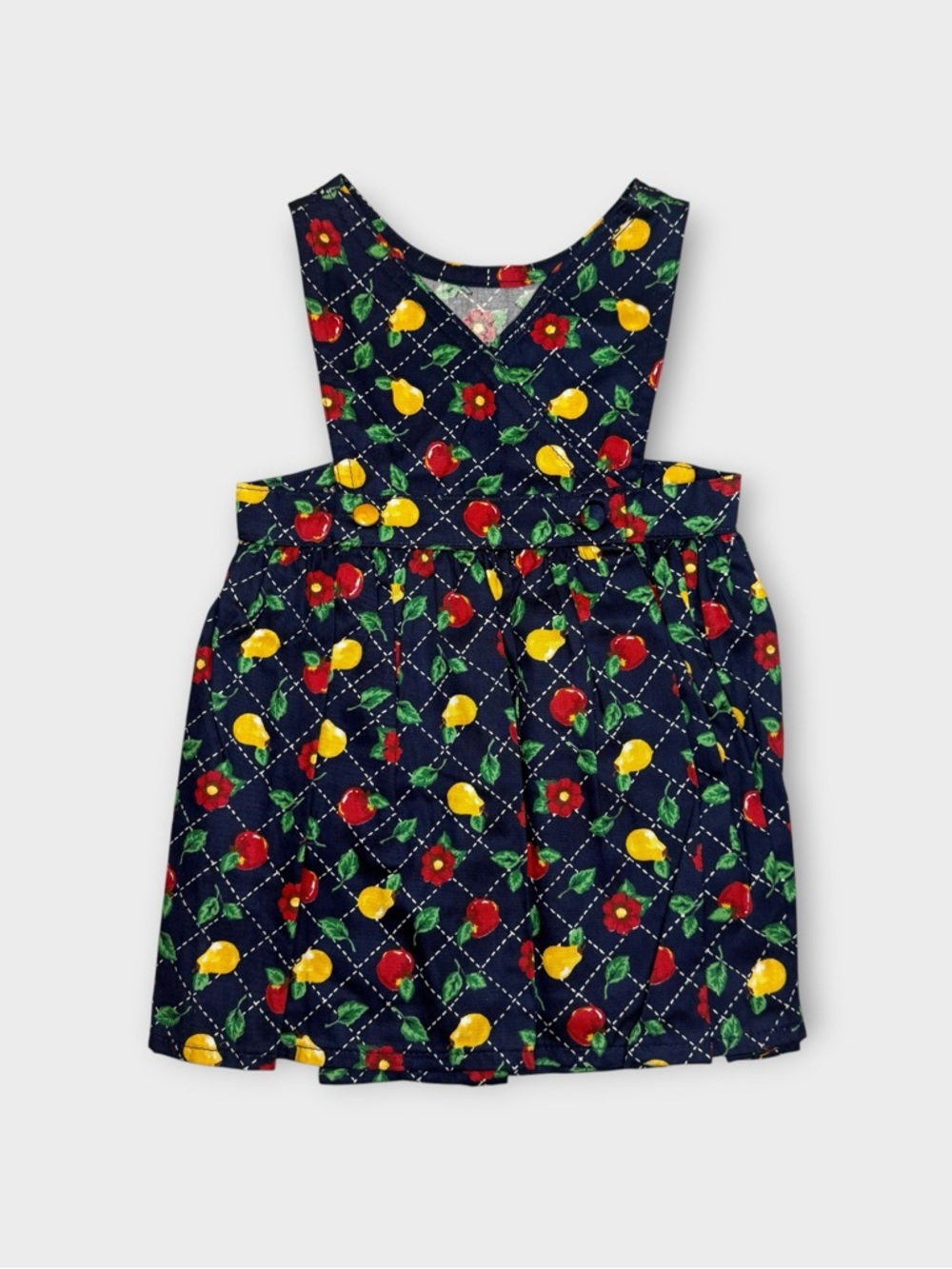 OshKosh B’gosh Vintage Pear Apple Fruit Floral Leaf Pattern Pinafore Dress - Picture 3 of 8